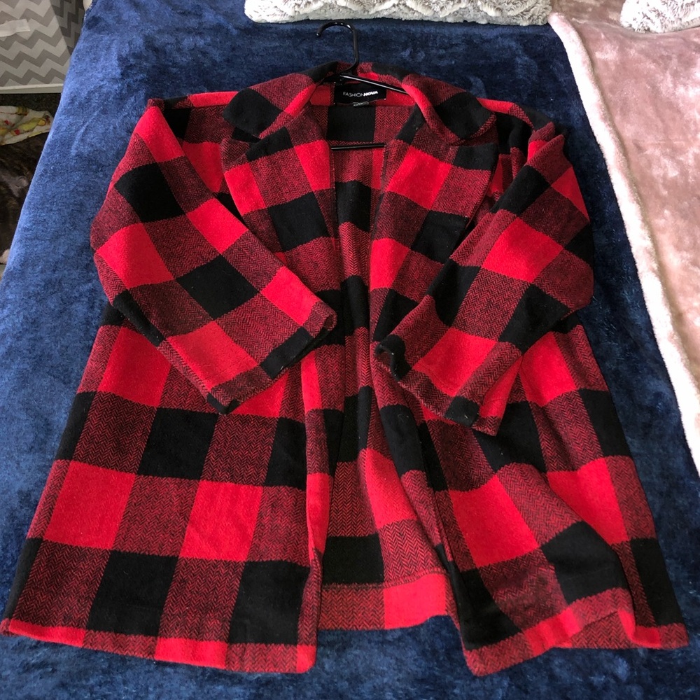 Plaid pea coat